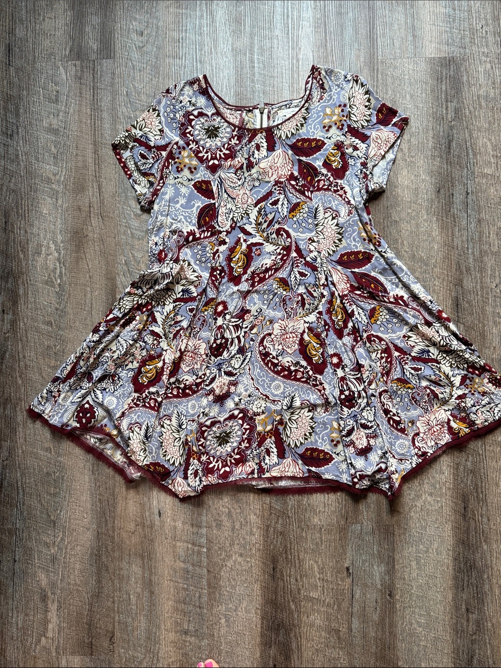 silence + noise Paisley Mini Dress in Burgundy, Light Blue, Cream
